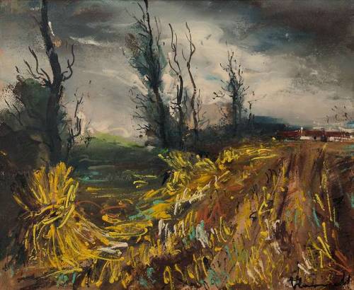 Maurice De Vlaminck (French, 1876-1958, b. Paris, France) - Landscape With Wheat Field, Paintings: G