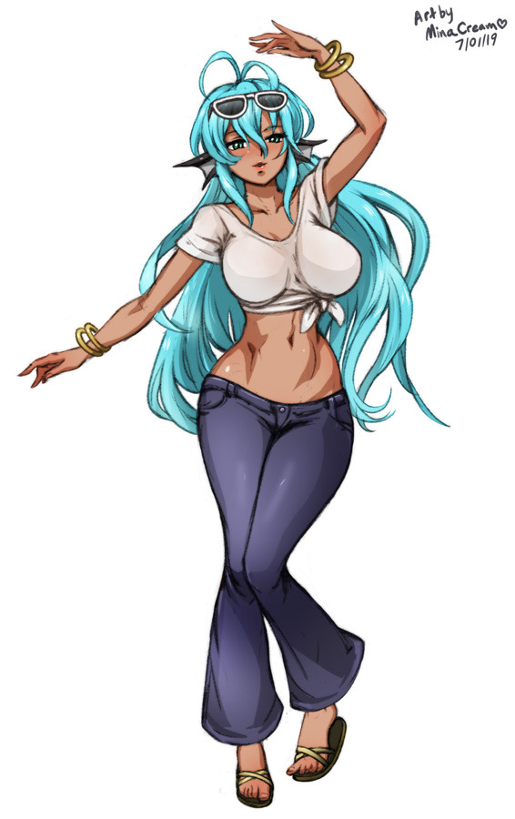 #565 OC MarinaCharacter design for client. Apsara, bikini and casual versions. Commission