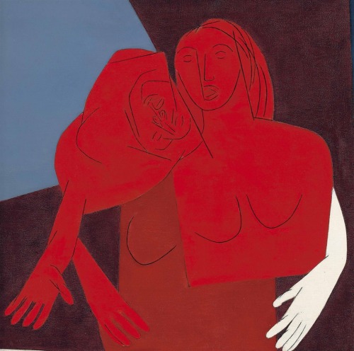 thunderstruck9:Tyeb Mehta (Indian, 1925-2009), Untitled (Two Figures), 1981. Acrylic on canvas, 36 x