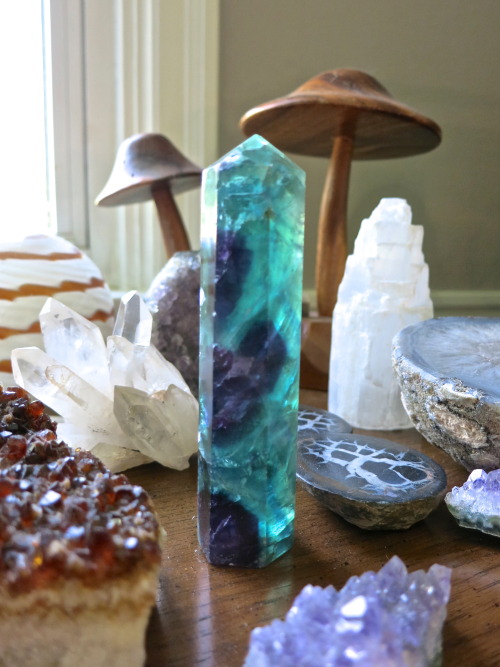 katiesbasement:My heart stopped when I saw this giant Fluorite wand! SO BEAUTIFUL! It’s now for sale