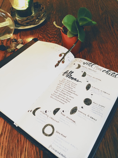 shortforsamantha:Heavily inspired by @teacupsandcauldrons for my lunar phases page in my Grimoire. I