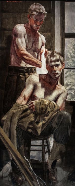Dressing in the Lodge (date?), Mark Beard (as Bruce Sargeant) (1956- )beyond-the-pale via 
