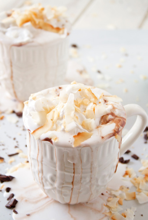 magicalfoodtime: (via Coconut Hot Chocolate with Coconut Whipped Cream - A Happy Food Dance)