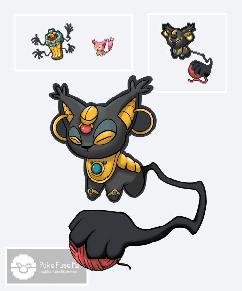 pokefuseme:SkittigusMy illustration of @houndoom-kaboom Skitty Confagrigus fusion. :D I’ve been feel