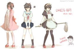 Psychekitty:  Your Daily Dose Of Hiro In Cute Dresses. The First Frilly Pink Dress