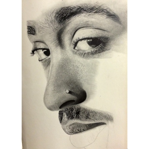 My continued work in progress drawing of Tupac Shakur. To see more check me out on Instagram @ wega
