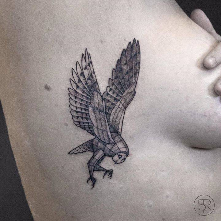 Tattoo uploaded by Max  When the owl sings the night is silent  Charles  de Leusse  owl day night darkness light tattoo realism  realistictattoo fineline details blackwork tattoooftheday  photooftheday geometric 