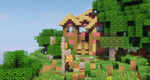 cupcakecraftmc: You can’t show Cobblestone Village without showcasing MizzCrow’s pink house on the h