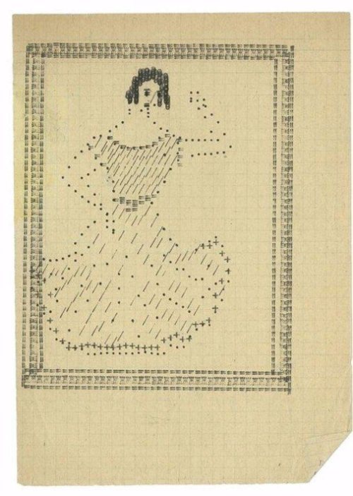 text-mode:Russian typewriter art from the 1930′s made by Elena Rebinder, who was married with the fa