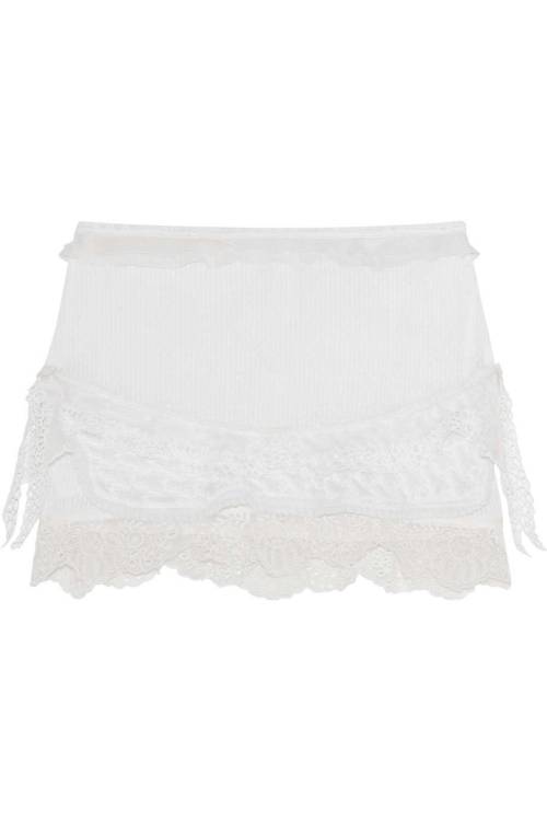 Qodessa broderie anglaise-trimmed cotton-muslin mini skirt