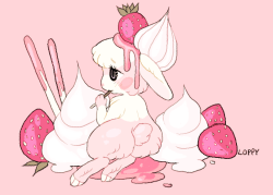 loppyrae:  it’s a parfait parfait. everyone’s favorite strawberry bunny. ♡ 