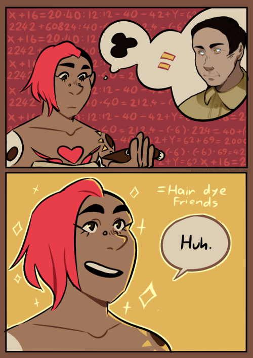 kravitaz-of-the-situation:A comic about Aubrey discovering that Duck dyes his hair ╭( ･ㅂ･)و ̑̑ In my