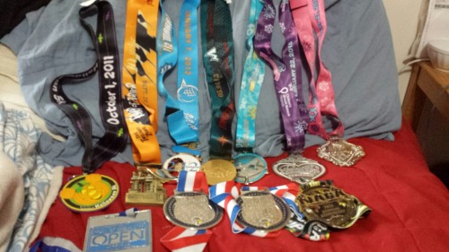 My RunDisney medals and my bjj comp medals. I will be doing the Star Wars Darkside challenge in Apri