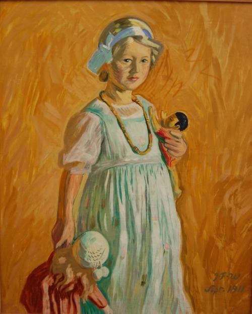 Girl with her Dolls   -    Jens Ferdinand Willumsen , 1911.Danish,  1863-19