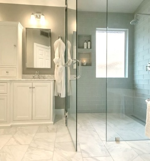 Phoenix Master Bath BathroomAn Illustration Of A Large, Modern Master Bathroom With White Walls, A Hinged