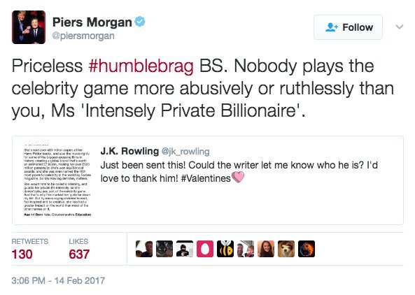 ihavefeministbones: PIERS MORGAN DOESN’T REALIZE HE WROTE WHAT JK ROWLING RETWEETED