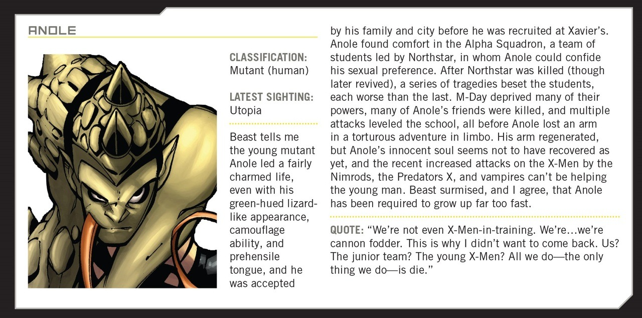 dallasgibson: newx-menfan:  oxymitch:   The New X-Men dossier files according to