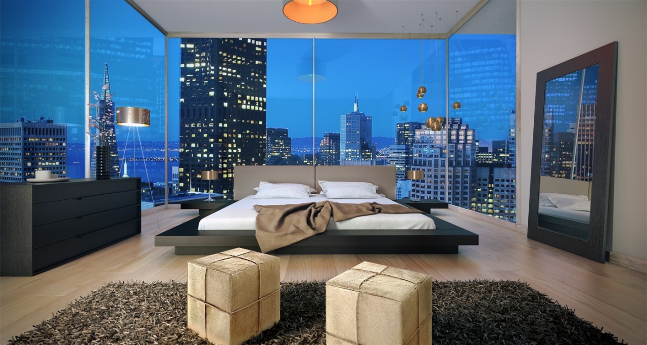 vjmodern:  Contemporary Worth Bed In Wenge Finish &amp; Sand Leather Headboard