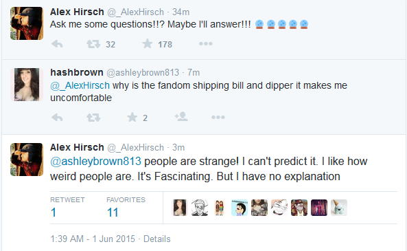 laur-rants:  Alex Hirsch being a perfect cinnamon roll on Twitter to his fans.