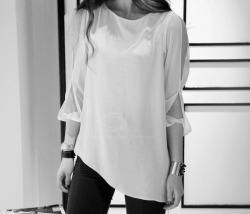 blanq-noirette:  Cut Out Shoulder Shirt 