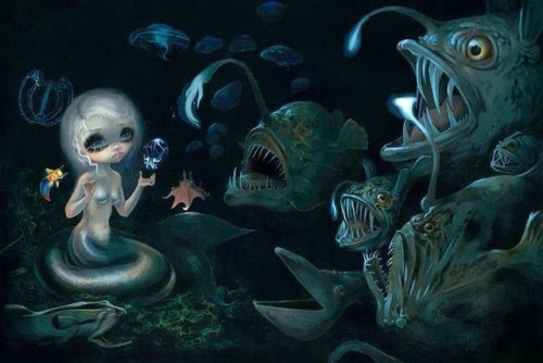 Moody and absolutely darling. &ldquo;Abyssal Mermaid&rdquo; by @strangeling. . Check out the