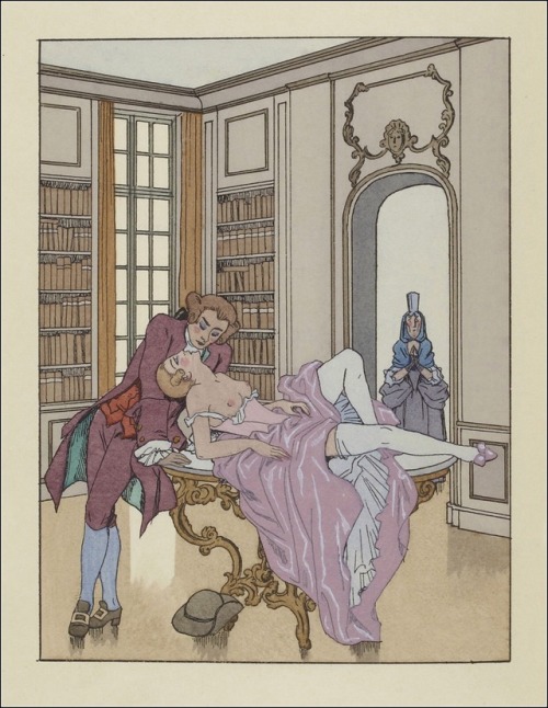 Illustrations by George Barbier fromLA DOUBLE MAÎTRESSE, by Henri de Régnier (1928).