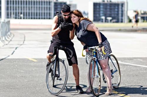 Paparazzi shot of me an my girl taken during the Red Hook Crit at The Forum Barcelona by José