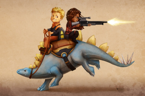 neoteros:Just Zoe and Wash riding a stegosaurus, because why not. :3