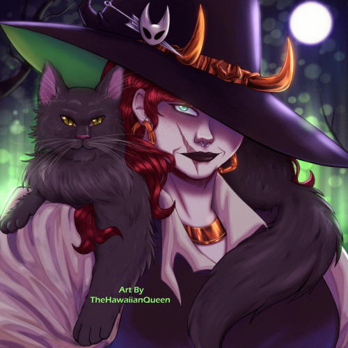 thehawaiianqueen-art: HAPPY HALLOWEEN from Vampire Grim Aizawa &amp; The Cat Witch Lilith&n