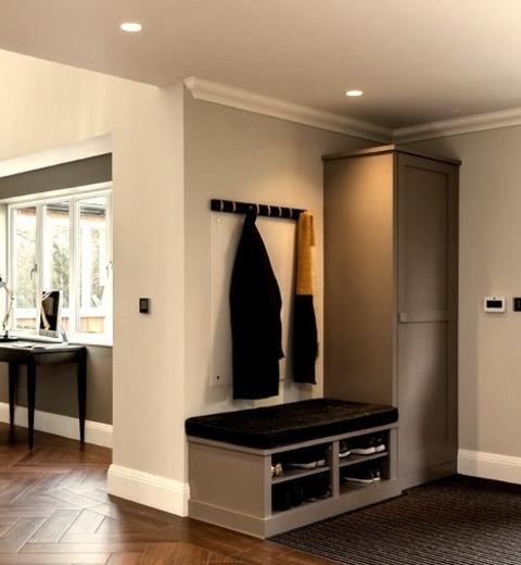 Mudroom HallInspiration For A Huge Contemporary Ceramic Tile And Brown Floor Entryway Remodel With Gray