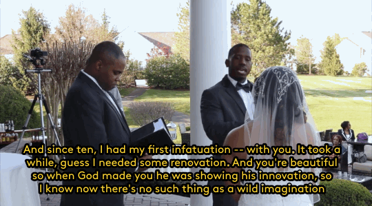 refinery29:  Let this groom’s amazing wedding vow poem convince you that love is