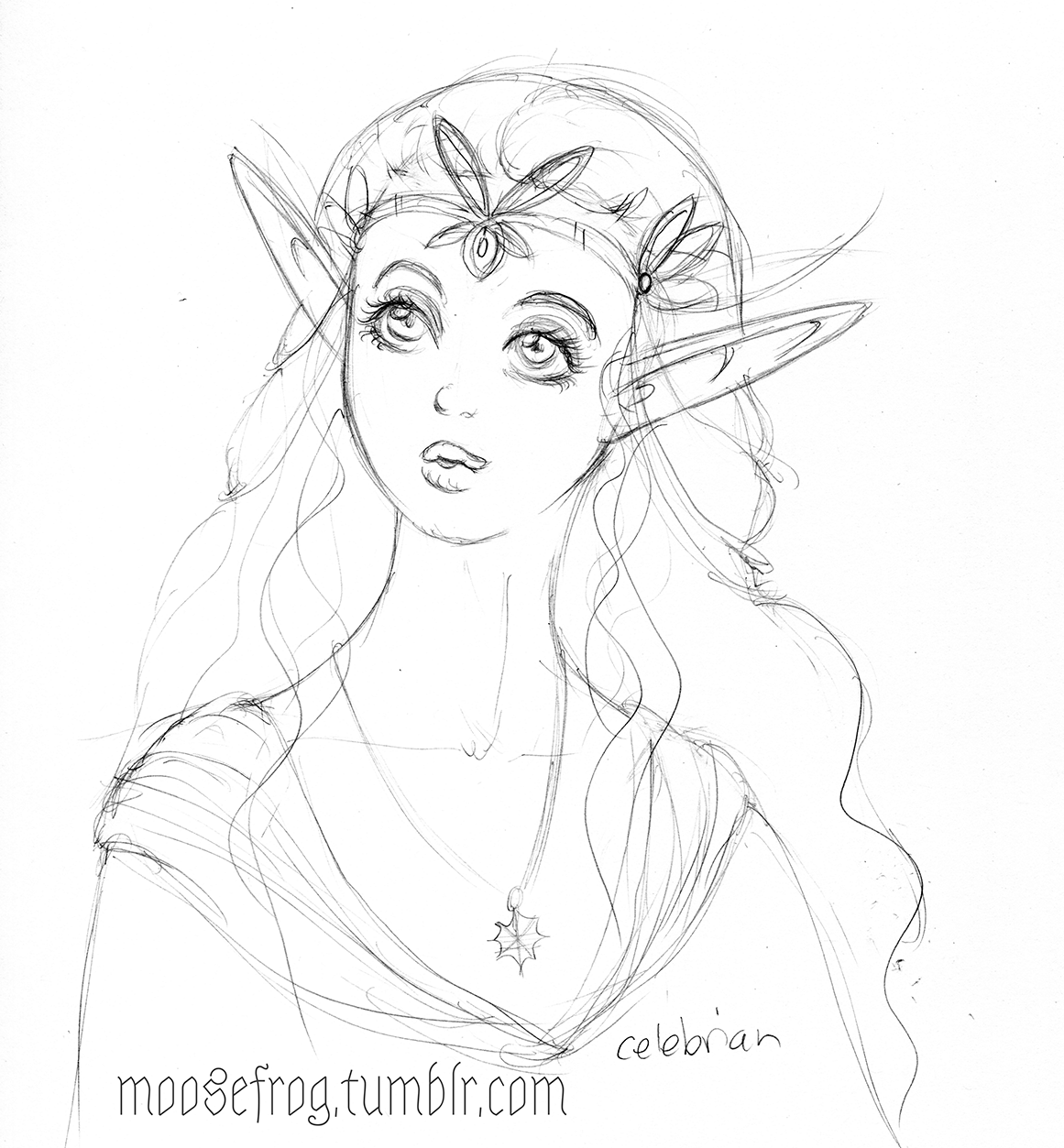 Silver Queen. Day two of Tolkien Week is Immortal Race | Race/Different Cultures of Elves | Race Ainur and I chose to draw Celebrían, daughter of Galadriel and Celeborn, mother to Elladan, Elrohir, and Arwen, and the wife of Elrond.
I usually see her...