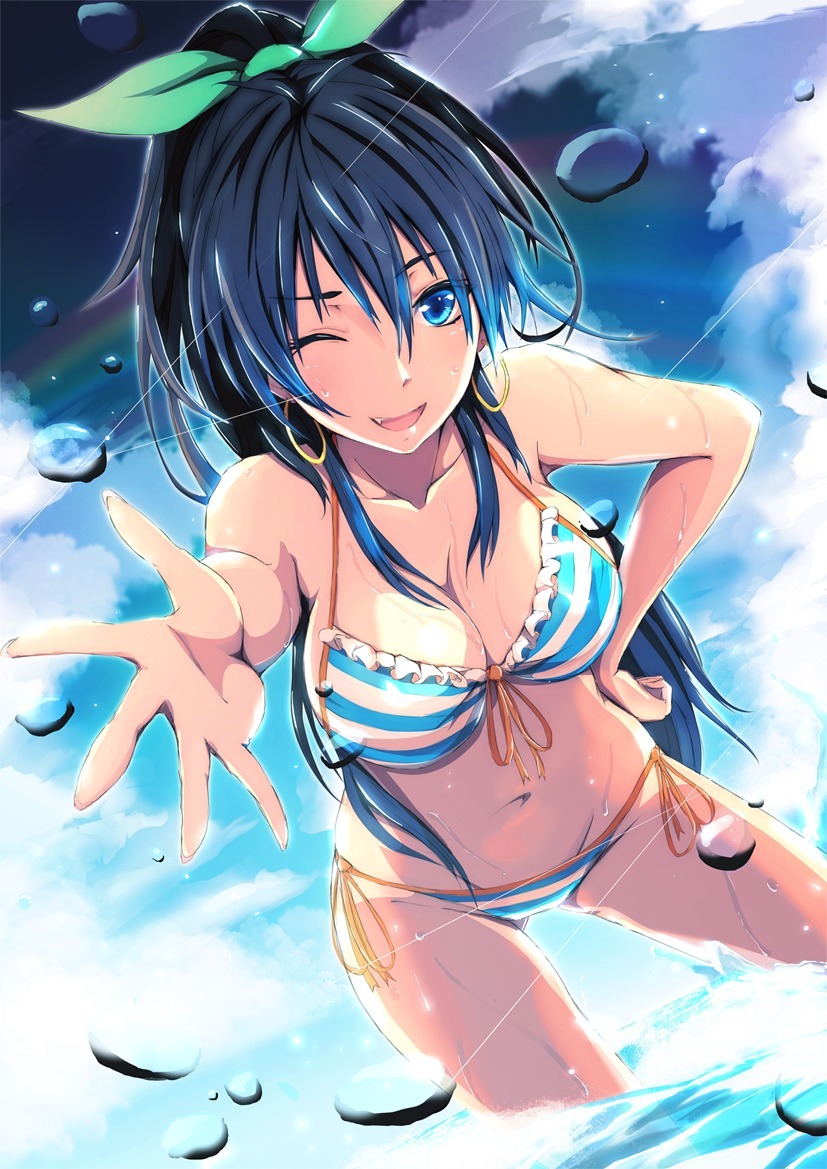 zan66:  bikini cleavage ganaha hibiki meron to maria swimsuits the idolm@ster wet