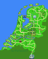 The Netherlands, Super Mario style
[[MORE]] Fotovolt:
Some Dutch features/landmarks I tried to resemble in my map:
“De hoge Veluwe” is a nature park on a slightly higher (up to 100m above sea level) that is represented by the dark forest area centre...