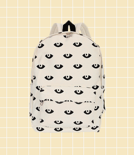 likefashionorfunny:♕ Big Eyes Pattern Canvas Backpack ♕     |    ♡ Discount code: 20off1829♡