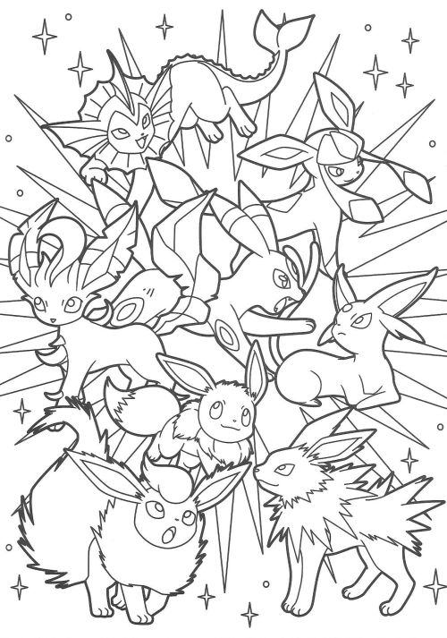 XXX pokescans:  Pikachu and Eevee Friends coloring photo