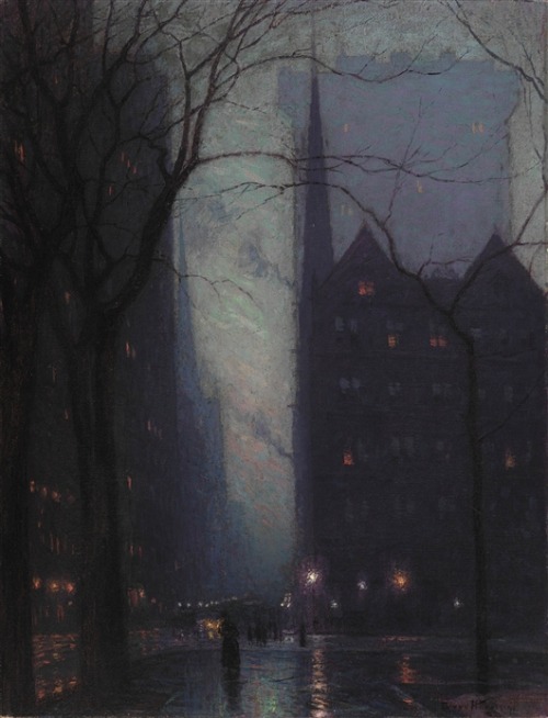 dawnawakened - Fifth Avenue at Twilight, Oil on Canvas 1910The...