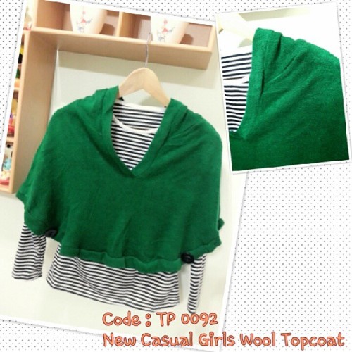 ♡ Code : TP 0092 ♡ NEW CASUAL GIRLS WOOL TOPCOAT ♡ Colour : Green ♡ Material : Wool ♡ Pit To Pit : 2