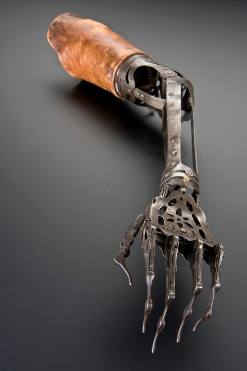 Artificial Arm, Steel with Brass Wrist Mountings, Leather Top Piece, European, 1840-1940, Science Mu