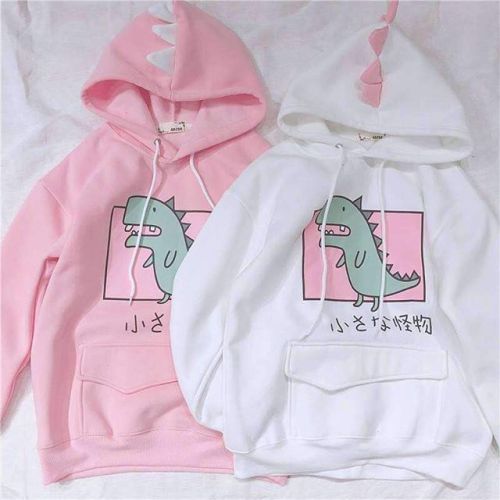 Dinosaur Hoodie Is Pink or White your aesthetic? On sale for 36.90 each from luckypeachshop.com We s