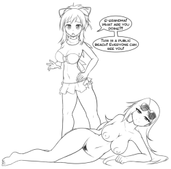 For their sketch this month Orchestration requested an image  featuring Asuka questioning Jasmine&rsquo;s decision to sunbathe nude (from  Senran Kagura). 