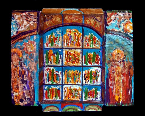 george-stefanescu:Triptych, 1997, George ȘtefănescuMedium: gouache,cardboard,tempera