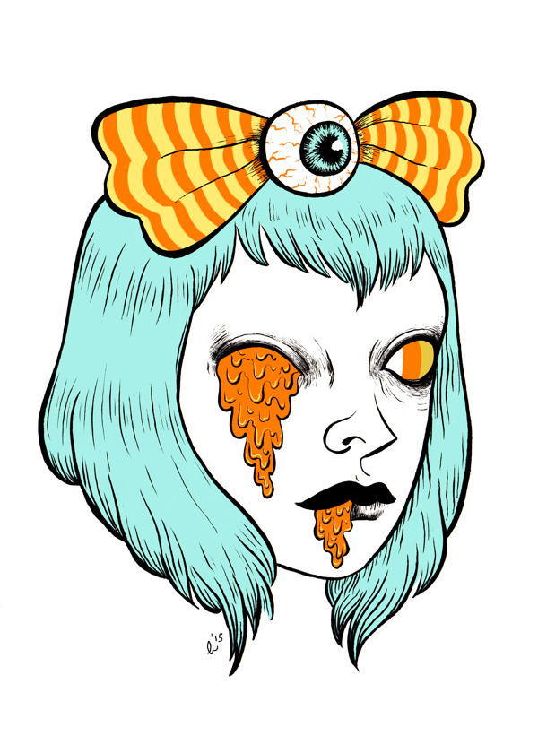 funnyskullgrin:  Some spooky little candy ladies for Halloween. Brush pens, digital