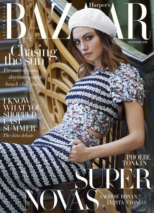 Phoebe Tonkin covers Harper’s BAZAAR Australia November 2018 photographed by Éric Guillemain