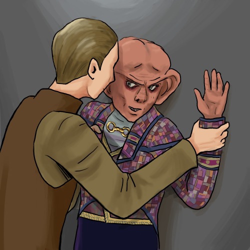 Thing 1 I drew for the Quodo Mini-fest. It’s Odo “arresting” Quark and shoving him up against a wall