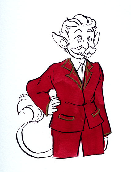 daily-davenport:Today’s Davenport is wearing a nice suit.[Image description start. A lined drawing o