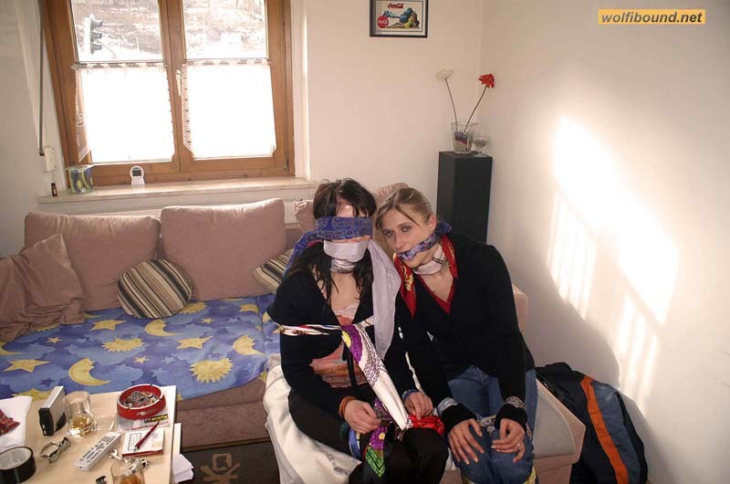graybandanna:  Tying up her friend before joining her in scarf bondage