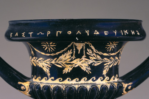 theancientwayoflife:~ Black-Glaze Rattling Kantharos.Culture: Greek (South Italian)Place: South Ital