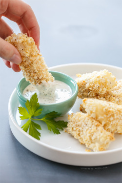 Do-Not-Touch-My-Food:  Baked Panko Fish Sticks With Lemon-Caper Mayonnaise