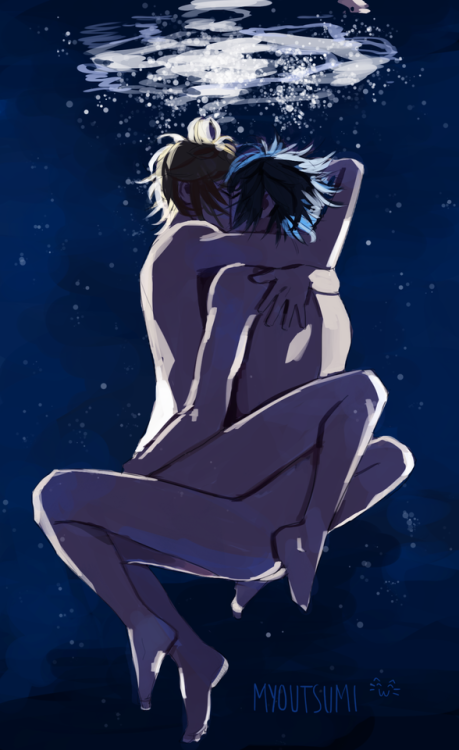 myoutsumi:Prompto and Noct go for a late night skinny dip